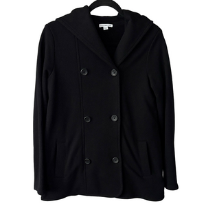 James Perse Black Double-Breasted Hoodie Jacket – Size 2